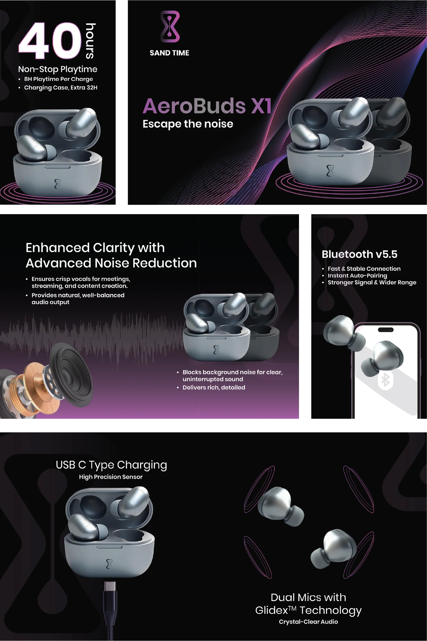 Sand Time, AeroBuds X1. Design by Smita.