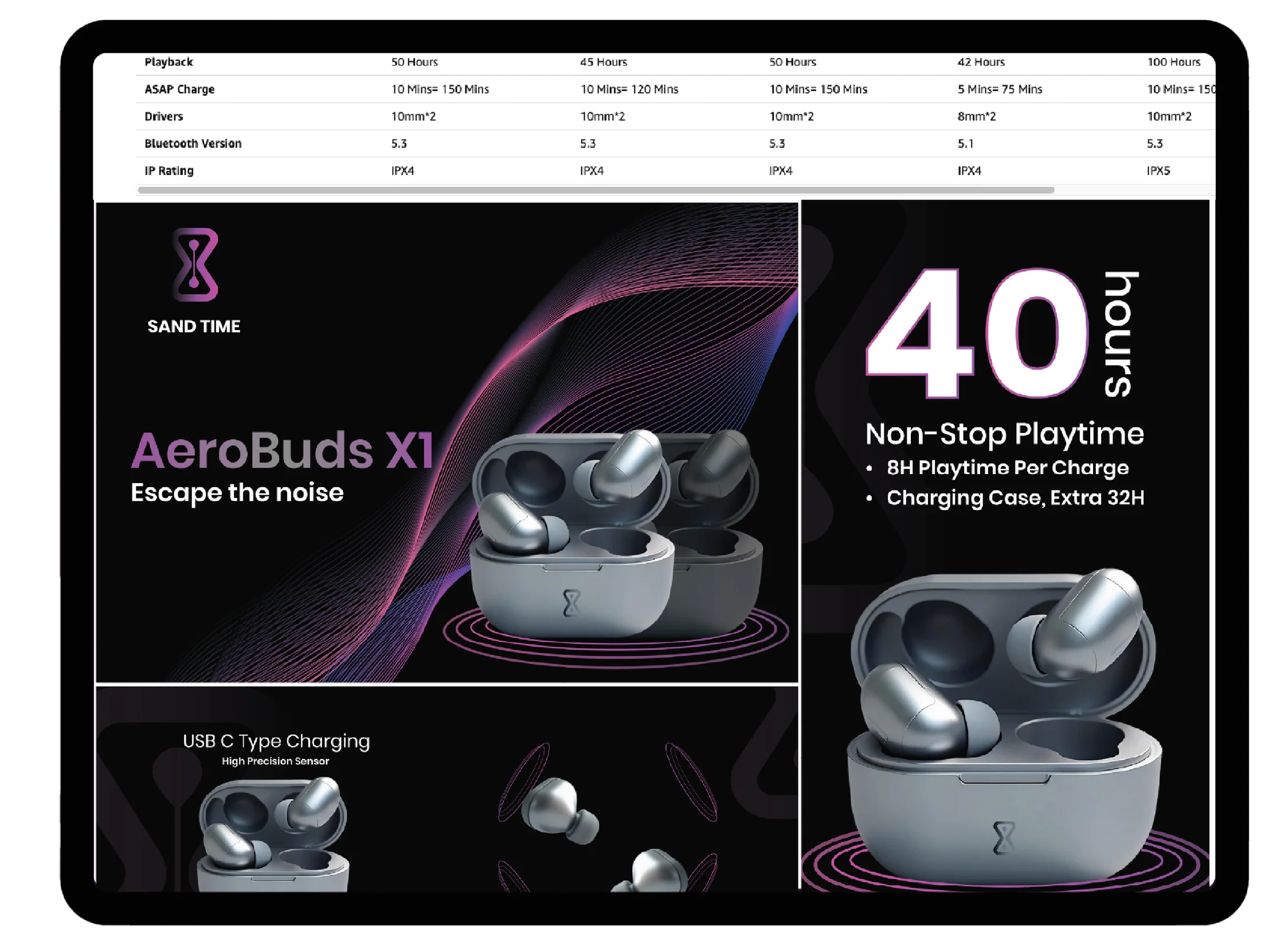 Sand Time, AeroBuds X1. Design by Smita.
